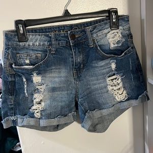 Ripped Denim Shorts